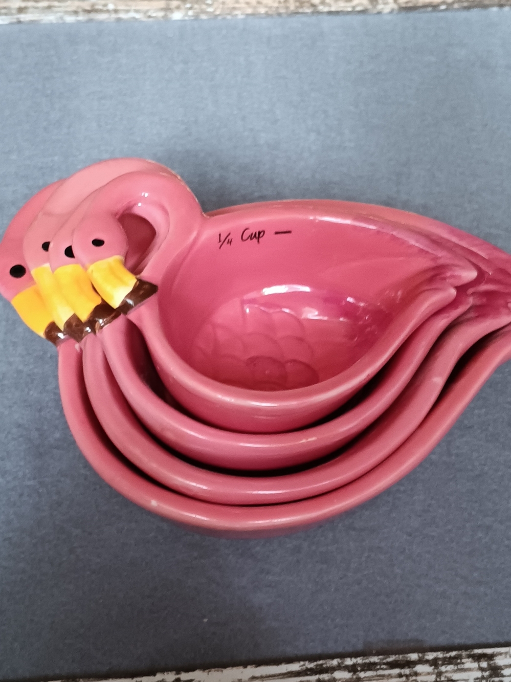 Pink Ceramic Kitchen Measuring Cups. One Not Marked. Can Be Used For Serving!